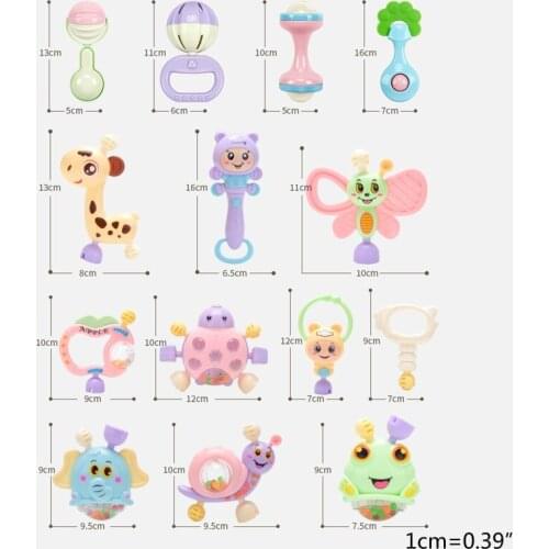 6-10pcs Baby Toys Hand Hold Jingle Shaking Bell Teether Ring Baby Rattles Toys