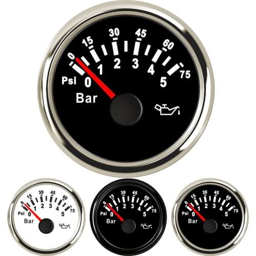 0-5 Bar Auto Marine Oil Pressure Gauges 0-10 Bar Oil Pressure Gauge Meters 52mm gauge oil press digital 9~32V for Boat Yacht Car