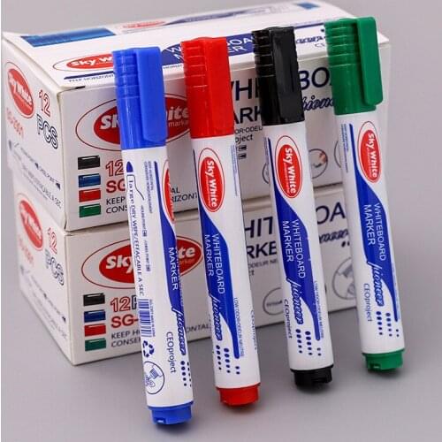 12PCS Erasable Whiteboard Marker Pen Office Dry Erase Markers Blue Black Red Green Board Markers Office School Supplies