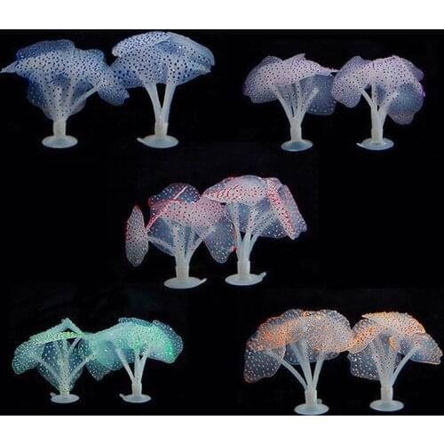 Simulation Silicone Jellyfish Glowing Fish Tank Aquarium Coral Plants Underwater Fish Tank Water Landscape Decor Accessories