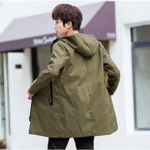 Autumn and spring Jacket men hooded Slim Korean Parka Hombre long Jacket coat mens windbreaker Parkas cotton youth clothing