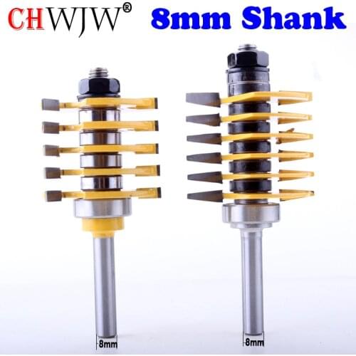 CHWJW 2pc 8mm Shank Adjustable Box & Finger Joint Router Bit Set C3 Carbide Tipped Wood Cutting Tool woodworking router bit