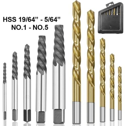 10pcs Drill Bit Set Steel Handed Stud Remover Screw Extractor Reverse Tools set