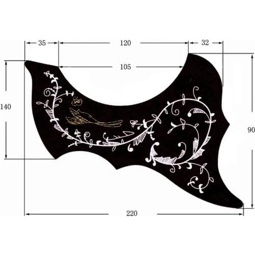 Left Hand Anti-scratch Bird Flower Pickguard for Acoustic Guitar 40/41