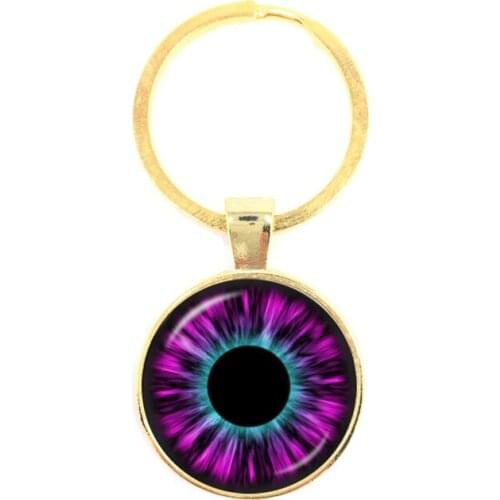 2018 New Trendy Cat Eyes Art Picture Evil Eyes Keychain 25mm Glass Cabochon Keyring Gift For Friends Pupil Of The Eye
