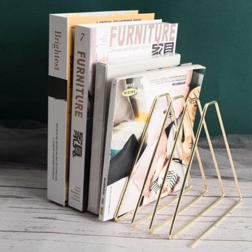 Solid 7 Grid Book Organizer Handy File Storage Shelf Book Stand Desktop Nordic Wrought Iron File Book Holder Office Desk Storage