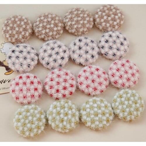 Autumn and winter plush small lattice half pill patch temperament long hair woven flower retro diy earrings hairpin patch 10pcs