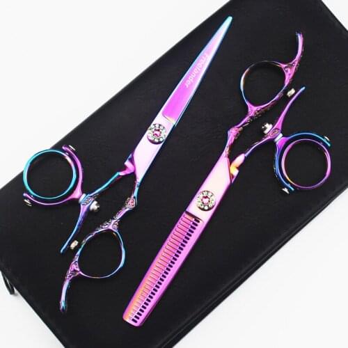 6" swivel scissors fly scissors hairdressing barber swivel shears 720 degrees Rotary handle thumb shears flying shears rotary