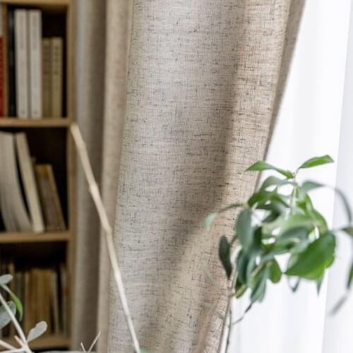 Linen semi shad curtain cloth ramie curtain Japanese Nordic style pure cotton linen curtain modern simple Chinese custom curtain