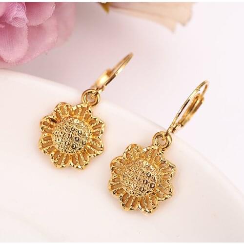 Earrings For Women Fashion Jewelry Gold Color african Arab Earrings Body Jewelry Flower Pendant as women girls kids Gift
