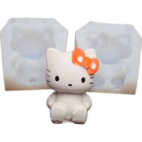 3D Cute Kitten Silicone Mold Fondant Candle Resin Aroma Stone Ornaments Mold For Pastry Cup Cake Decorating Kitchen Accessories