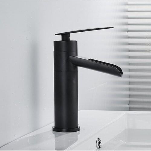 Basin Faucet Black Waterfall Bathroom Sink Faucets Hot and Cold Water Basin Mixer Tap Toilet Sink Water Tap Single Handle Moder