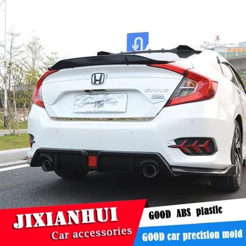 For Civic Spoiler 2016-2018 Honda Civic RCK Spoiler ABS plastic Material Car Rear Wing Color Rear Spoiler