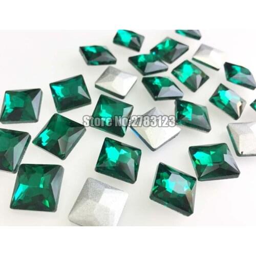 Free shipping Malachite green Square shape pointback loose rhinestones,nail airt Mobile decoration DIY Clothing accessories