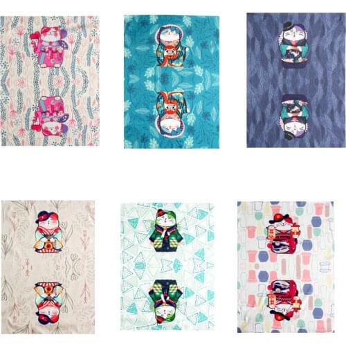 37*50CM imitated silk fabric Fat cat Digital printing pattern Double sided symmetry DIY handwork Kiss Lock bag fabric 2pcs