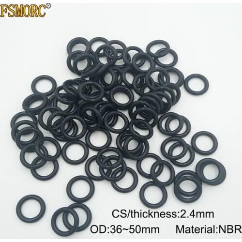 100pcs OD 36 37 38 39 40 41 42 43 44 45 46 47 48 49 50mm x 2.4mm Thickness black NBR o ring seal Rubber Ring Gasket Mechanical