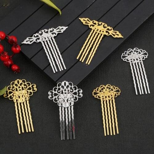 New 1Pc 5 Teeth Vintage Bronze Comb Hair Women Flower Hairpin Barrettes DIY Jewelry Accessories Headdress Iron Clip Hairpin