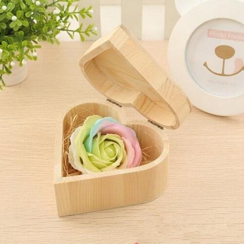 Storage Box Heart Shape Wood Box Jewelry Box Wedding Gift Makeup Cosmetic Earrings Ring Desk Rangement Make Up Wooden Organizer