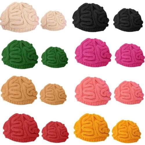 Funny Crochet Knit Beanie Hat Adult Kids Horrible Brain Solid Cosplay Skull Cap F3ME