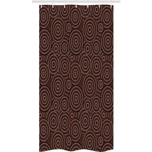Circles Tribal Shower Curtain Set Mosaic Look Dotted Rounds Art Waterproof Fabric Narrow Bath Curtain Bathroom Decor with Hooks