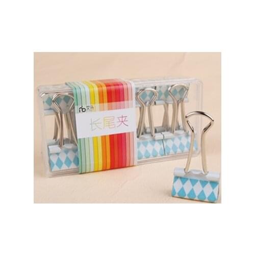 Binder clips multicolour Medium size purse documents clip fashion metal clip dovetail nice boxed cute binder clips