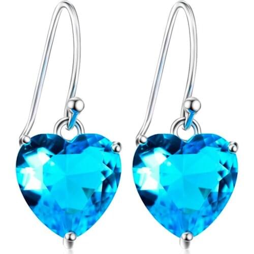 GNE9517 925 Solid Sterling Silver Earrings Fashion Light Blue Red Blue Drop Earring Sweet Jewelry & Accessories For Women