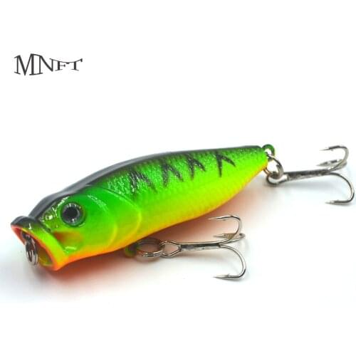 MNFT 2Pcs Floating Bass Crankbaits Popper Hard Lures Hooks Fishing Lures Green Body Orange Belly 2.76"-7cm/0.31oz-8.8G Hard Bait