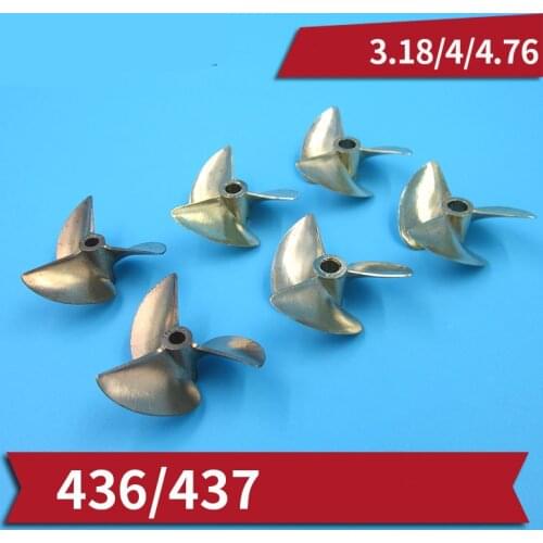 1PC 436 437 Copper Propeller 3/16 inch Three-blade Propellers Brass 3.18/4/4.76mm Hole Prop P1.4 36mm 37mm CW Paddle for RC Boat