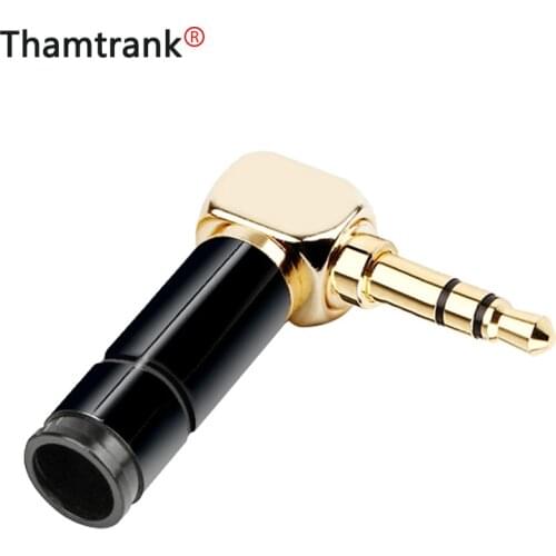 100pcs 3.5mm Jack Right Angle Earphone plug 3Pole Gold-plated Wire Connector Fit for 6mm Cable DIY Play Aluminum alloy tube