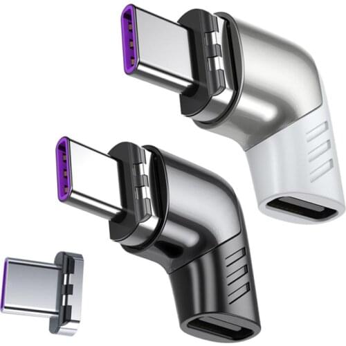 100W Type-C Male To USB C Magnetic Adapter Fast Charging USB Type C Magnet Converter Magnetic Cable Right Angle USB-C Connector