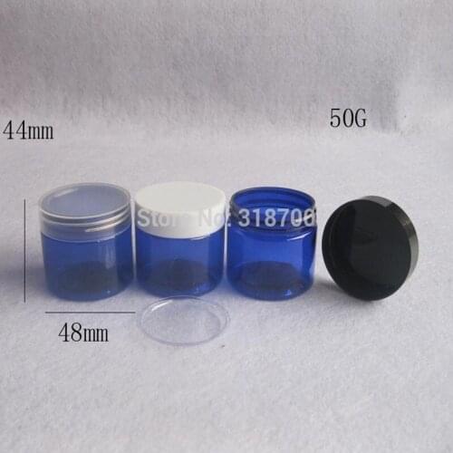 20pcs/lot 50G Empty Refillable Blue PET Cream Jar 50g Portable Pet Cream Bottle with Plastic Cap Plastic Cosmetic Container