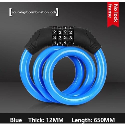 4-Digit Password Bicycle Code Lock Mountain Bike Portable Security Anti-theft Cable Lock Steel Wire Lock Bicycle Accessories