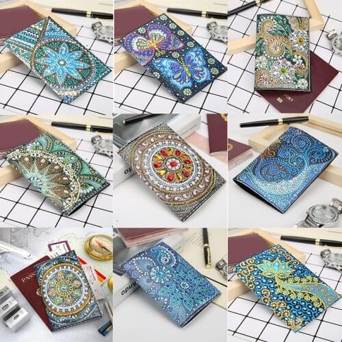 5D Diamond Painting Passport Book Case Cover Diamond Embroidery Round Drill Cartoon Diamond Mosaic Picture Passport Book Decor