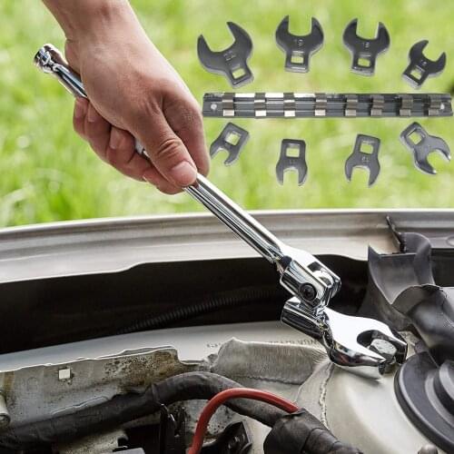 8 Piece 3/8 Inch Drive Crowfoot Wrench Set Metric Chrome Plated Crow Foot Interchangeable Head Ratchet Spanner Hand Tool