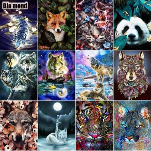 DIY 5D Diamond Painting Animal Lion Panda Cross Stitch Full Drill Embroidery Mosaic Art Picture of Rhinestones Home Decor Gift