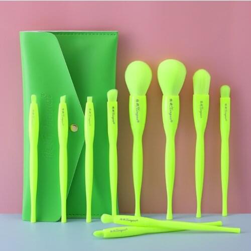 BANFI 10pcs Candy Color Makeup Brushes Set With Bag New Solid Powder Foundation Eyebrow Eyeshadow Blush Beauty Make Up Tools Kit