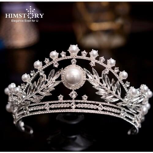 HIMSTORY Fashion European Vintage Crystal Wedding Diadem Rhinestone Queen Tiaras Headbands For Bride Hair Jewelry Women Accessor