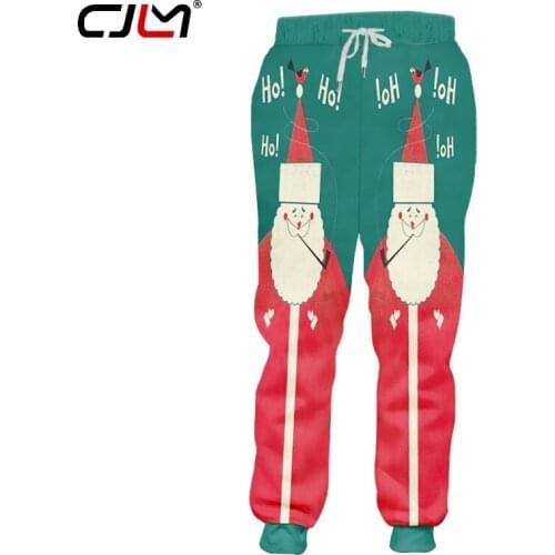 CJLM Happy Christmas Lovely Santa Claus Pants Mens Winter Sweatpants 3D Printed Casual Man Chinese Style Trousers