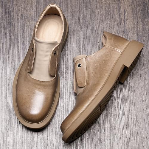 Business Man Casual Slip On Leather Shoes High End Fashion Mixed Colors Office Formal Dress Shoes Soft