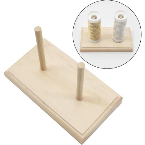 Wood Thread Stand Rack Holds Organizer 2 Spool Cone Embroidery Machine Sewing Storage Holder