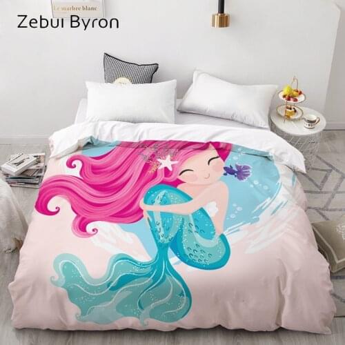 3D HD Print Kids Duvet Cover,Comforter/Quilt/Blanket case Custom,Cartoon Mermaid Bedding 140x200 for Kids/Baby/Children/Boy/Girl