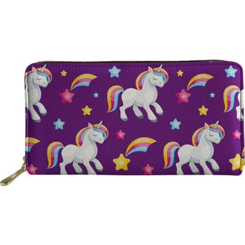HYCOOL Women Long Wallets Cartoon Stars Unicorn Horse Print Ladies Card Coin Purse Fashion Custom Money Bag for Teen Girls Hot