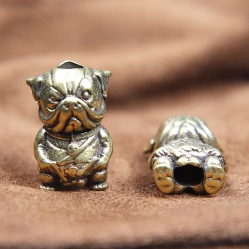 EDC DIY French Bulldog Dog Police Knife Beads Pendant Jewelry Vintage Brass Puppy Paracord Accessories Backpack Lanyard Decors