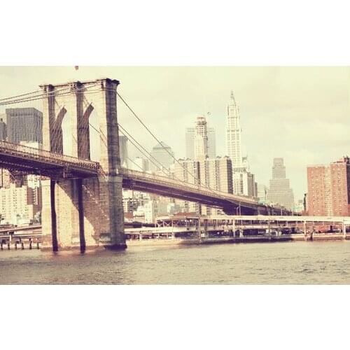 Canvas Landscape Paintings Modern Bright Bustling Brooklyn Bridge Canvas Poster Print for living room bedroom home decoration