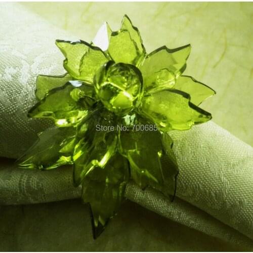 Greeen crystal poinsettia napkin rings, wedding napkin holder