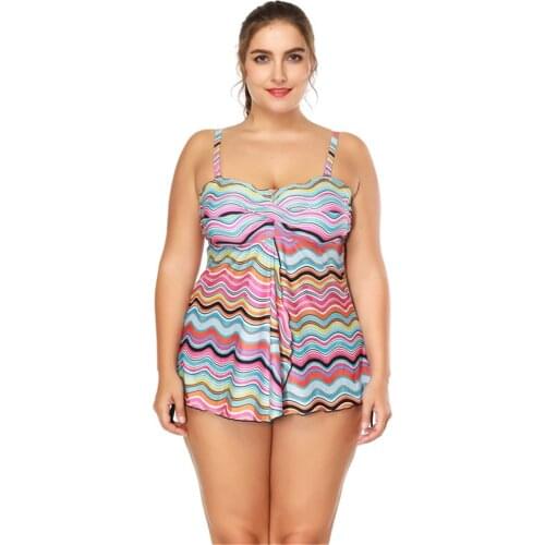 Two Piece Swimsuit Swimsuit Plus Size Swimwear Swimming Suit for Women Wire Free with Pad Print Biquinis Feminino 2019 Bikini