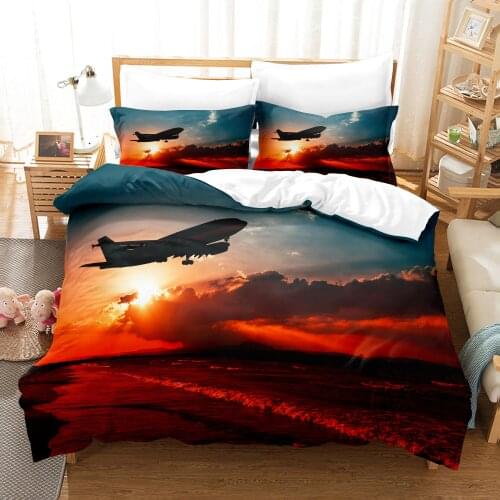 2021 3D Bedding Set For Boy Airplane Duvet Cover Aircraft Quilt Cover Home Bed Textile Bedding Plane King Single Double Sizes