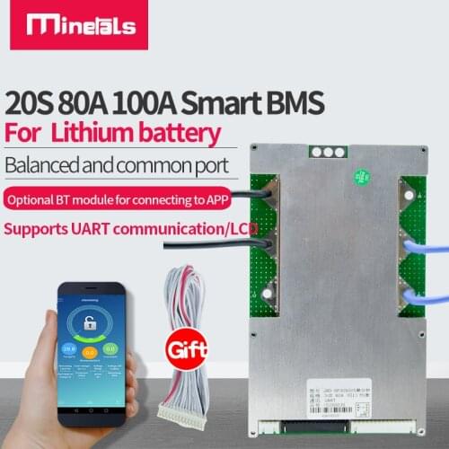 20S BMS 72V lithium battery 60V LiFePo4 common port with Bluetooth 80A 100A battery power display APP controlled BMS