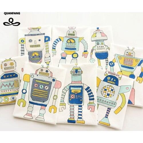 QUANFANGPrinted Cotton Linen Fabric Sewing Quilting,DIY Positioning Cloth Of Curtain,Bag,Cushion,Furniture Sofa Cover Material