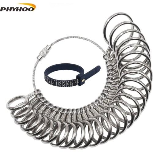 PHYHOO Metal Ring Sizer Finger Guage Sizing Measuring Jewelry Tool Size 0-13 27 Piece